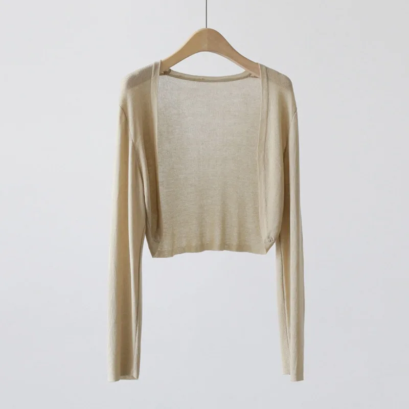 Вязаный кардиган из ледяного шелка куртка женская летняя шаль осенняя верхняя