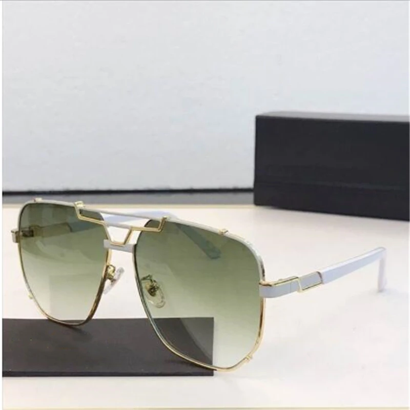 Temperament style square stylish polarized UV protection sunglasses  Fashion metal dark green big frame brand glasses acetate fi