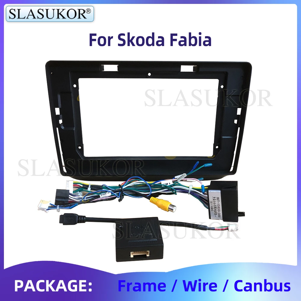 

10 дюймовая Автомобильная панель для Skoda Fabia Fascia, комплект для приборной панели, установочная консоль Facia, панель адаптера, накладка, крышка, а...