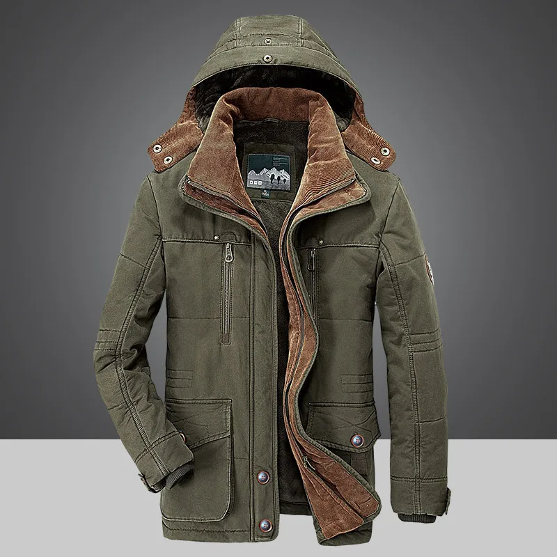 Winter Fleece Jacket Hood Mens Parkas Tactical Fleece Jacket Full-Zip Outdoor Windproof Outwear Fleece Hooded Warm Coat