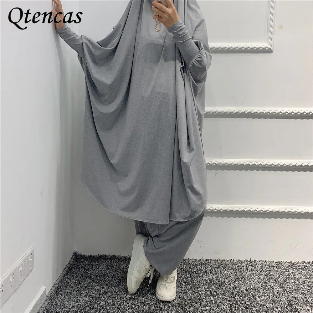 Длинная химар хиджаб Paryer Garment, 2 предмета, женское платье-абайя, брючные костюмы, Abayas, мусульманская одежда, Jilbab Djellaba Femme