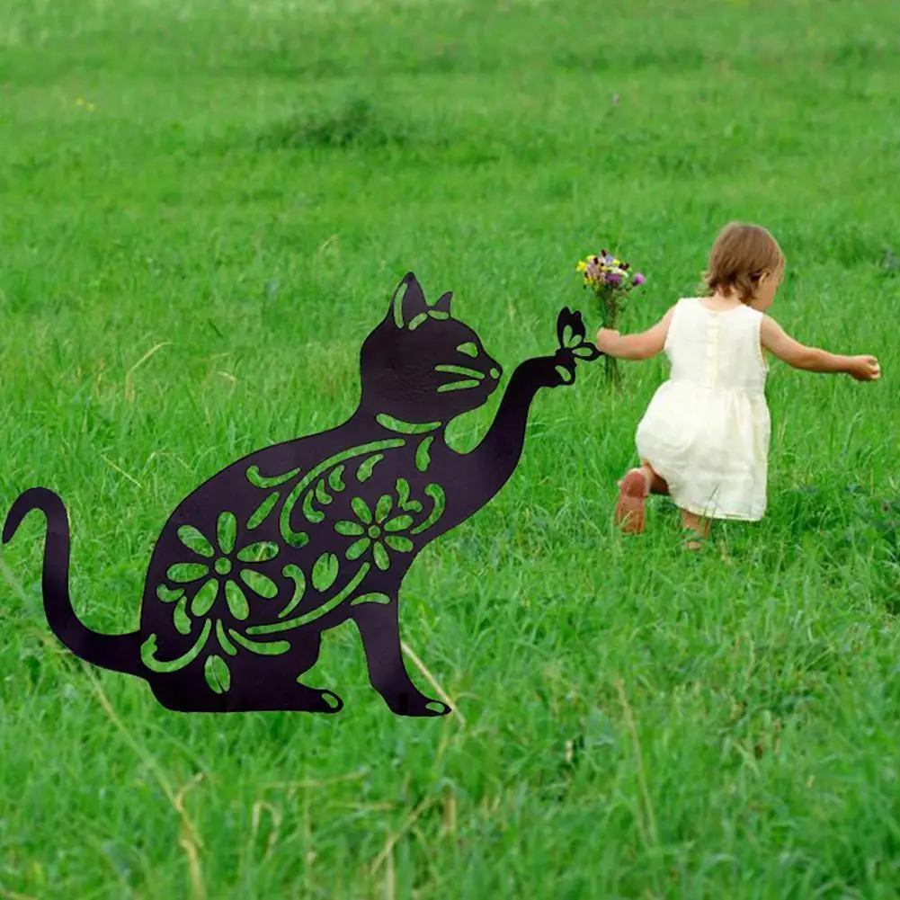 

Cat Shape Figure Ground Insert Decor Black Kitten Silhouette Stakes Acrylic Hollow Cat Shape Statue for Outdoor Decor Garde X9J6
