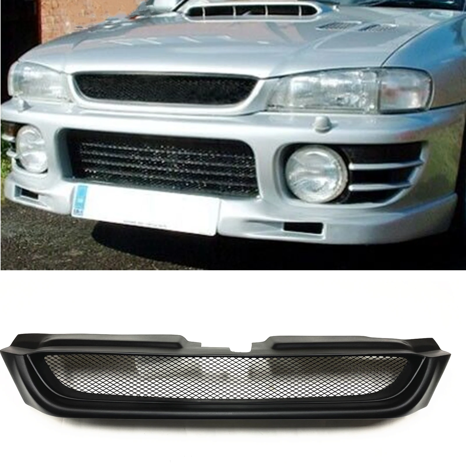 

Front Grille Grill For Subaru Impreza 6th 1997-2001 Coupe/Sedan/Wagon Outback Sport/2.5RS/WRX/STI Matte Upper Bumper Hood Mesh