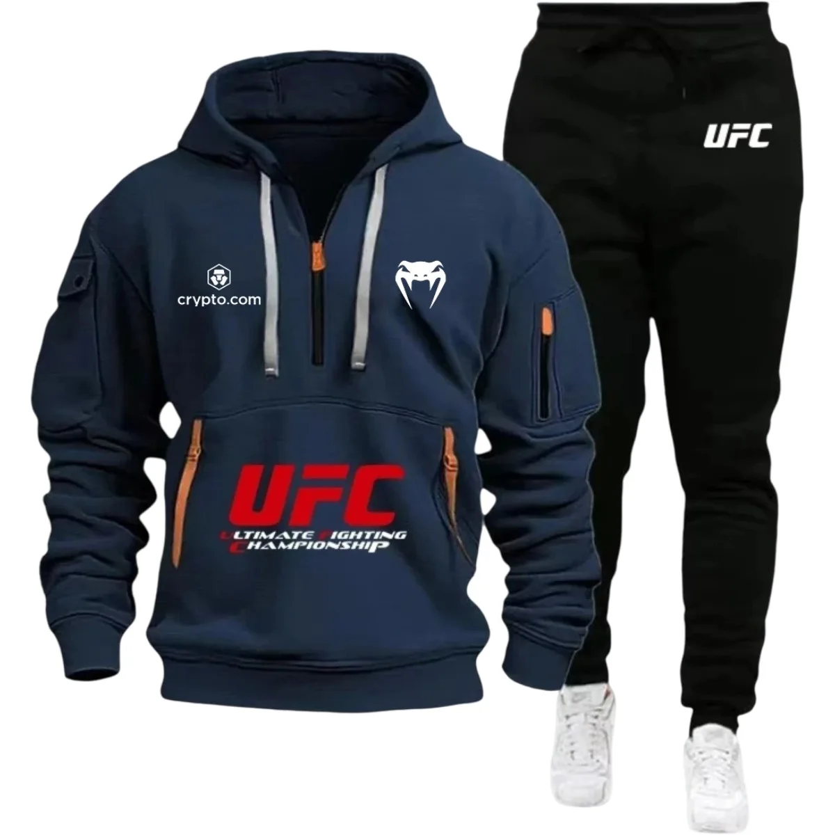Фото 2026 Утепленная хлопковая куртка большого размера с популярным логотипом UFC, теплый плотный костюм, повседневная и модная зимняя одежда №3