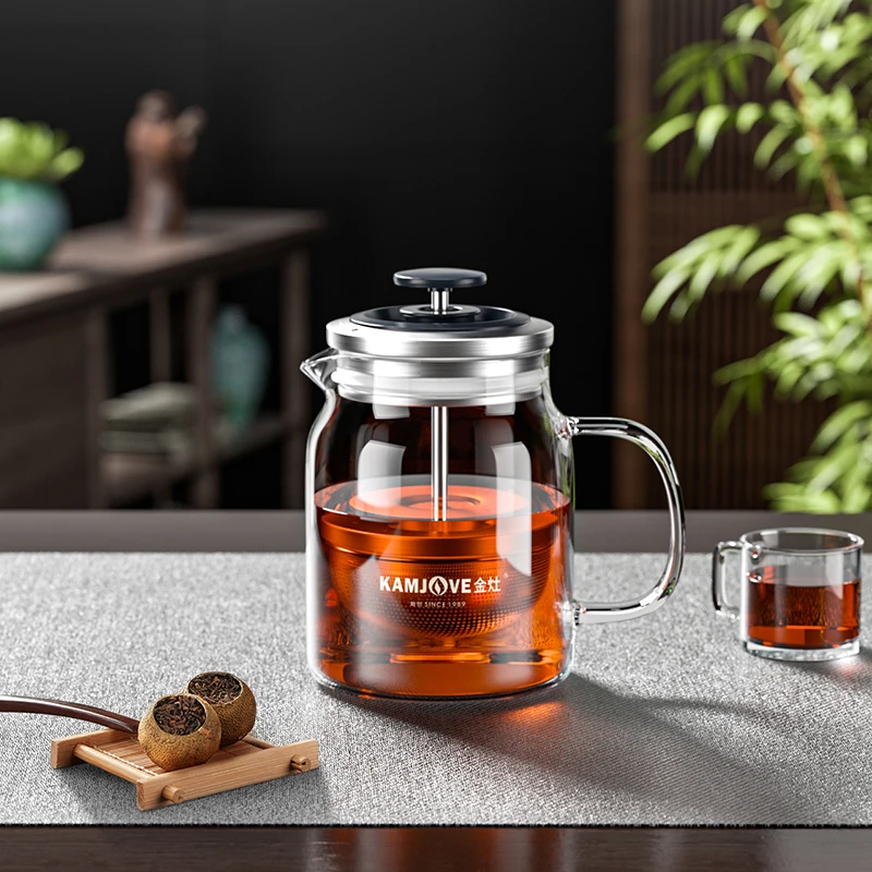 Стеклянный чайник KAMJOVE в стиле французского пресса с фильтром из чистого