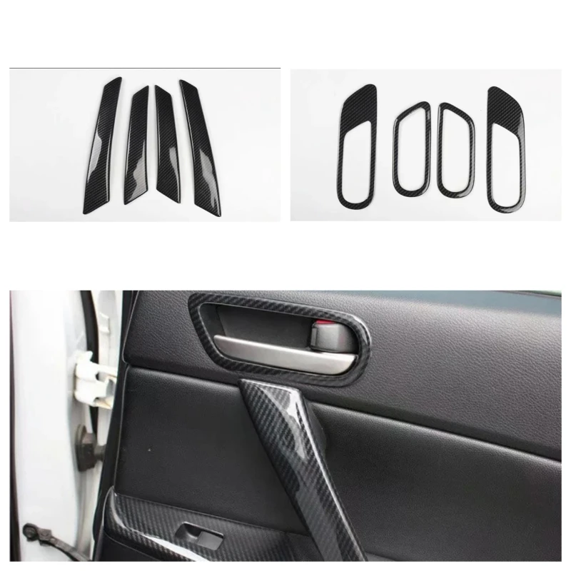 

For Mazda 3 2011- 2014 2015 4PCS Carbon Fiber ABS Car Side Door Interior Handle Bowl Protector Cover Trim Moldings Car Styling