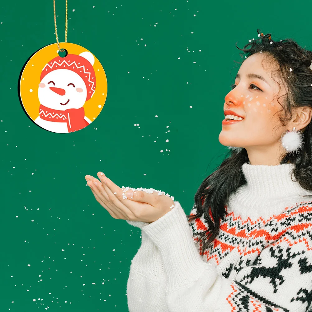 

35 PCS Christmas Sublimation Charm Blank Heat Transfer Pendant Pendants DIY Tree Decorations Disc Trees Hanging