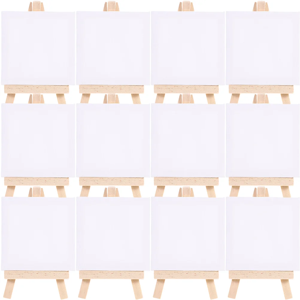 

18 Sets Mini Easel Stand Craft Supply Decorate 2X7.5X12.5CM Small Tiny Painting Canvas Wood DIY Blank Boards Crafted Child