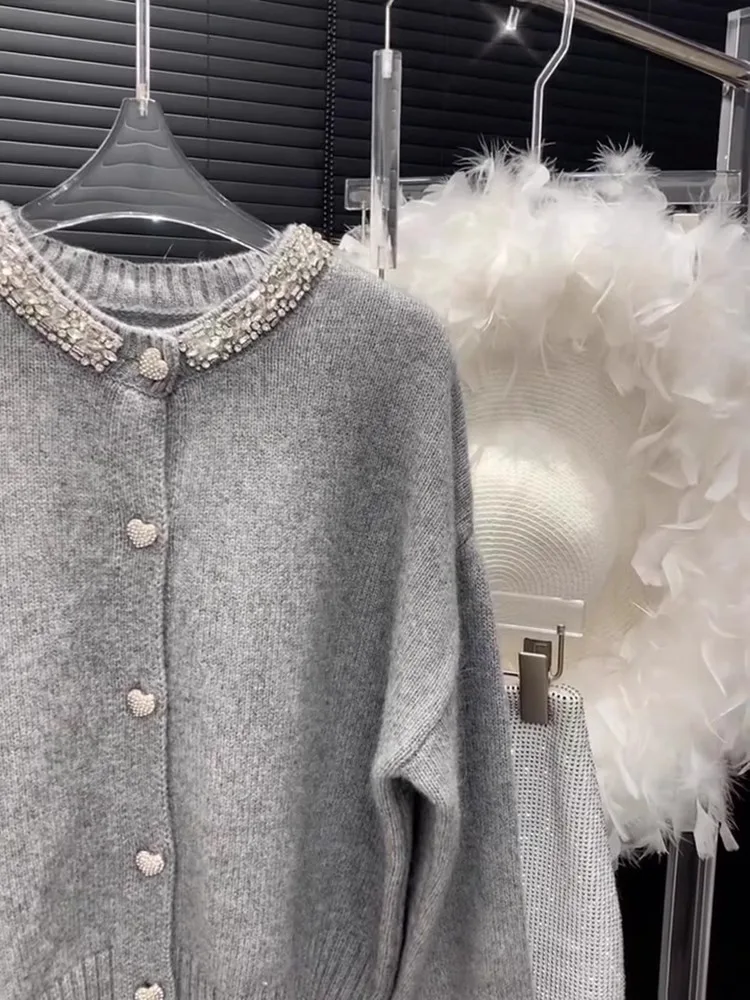 Модный французский высококачественный серый свитер женский осенне-зимний