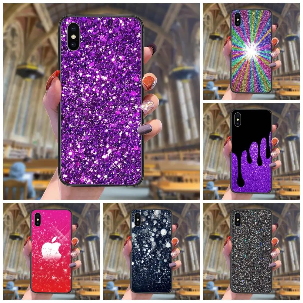 Protective Phone Case For Galaxy S30 S21 S20 Fe S10 S10E S9 S8 S7 S6 Edge Lite Plus Ultra Amazing Purple Sparkle Glitter Mall