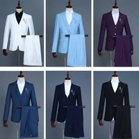 men suits three piece set coat pants blazer men suits 2021 smart casual white red pink blue black suit for men business suit men