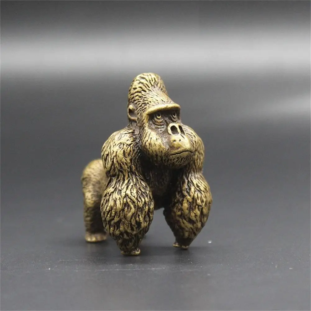 

Decorative Gorilla Figurine Freestanding Copper Vividly Engraved Portable Gorilla Decoration for Desktop