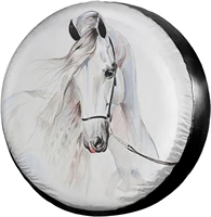 white horse beautiful animal spare tire cover polyester waterproof wheel covers for jeep trailer rv suv truck and many vehicles