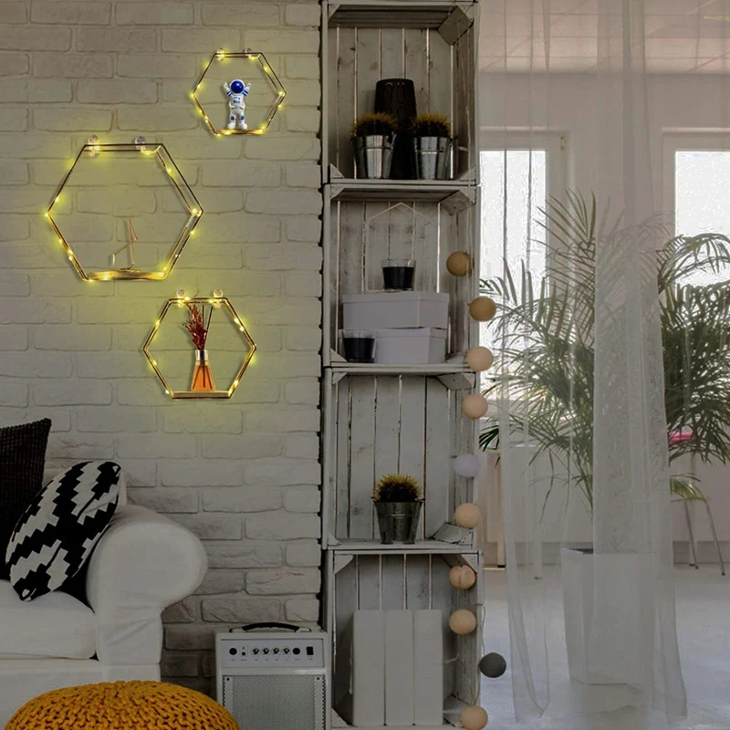 Шестиугольная плавающая рамка украшение на стену настенная полка для хранения