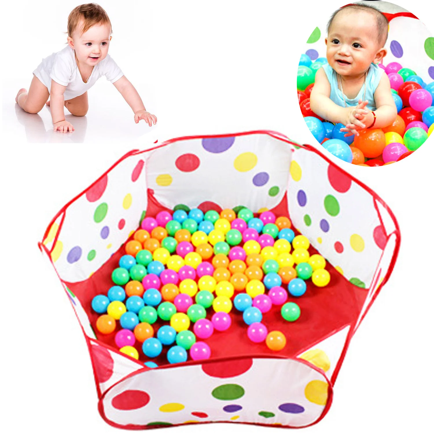 

Besegad Foldable Kids Sea Ball Pit Pool Playpen Tent for Baby Children Toddler Playground Indoor Outdoor Playing 1m 3.28ft Red