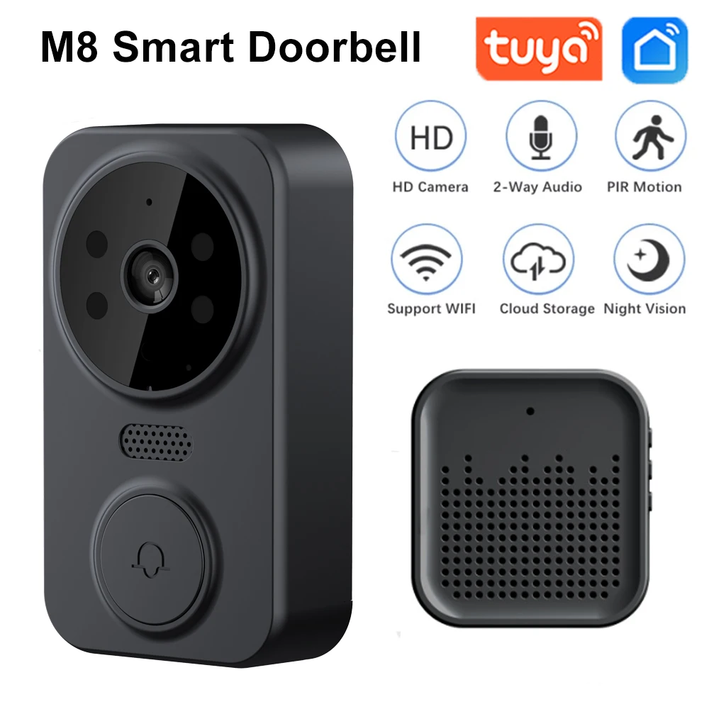 

Tuya Smart Video Doorbell Camera Wireless Door Bell With Chime Voice Intercom Home Security HD Camera Door Phone Battery Power