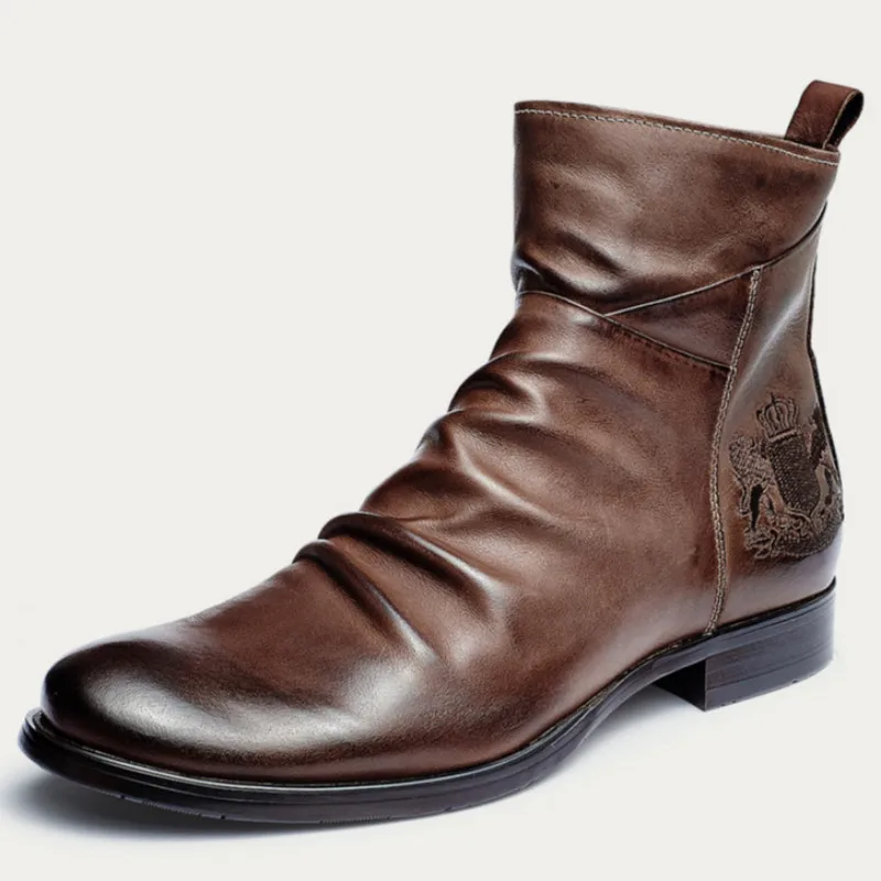 

Mens Leather Boots New Retro High Top Zip PU Leather Shoes Autumn Ankle Boots Men Chelsea Booties Size 48