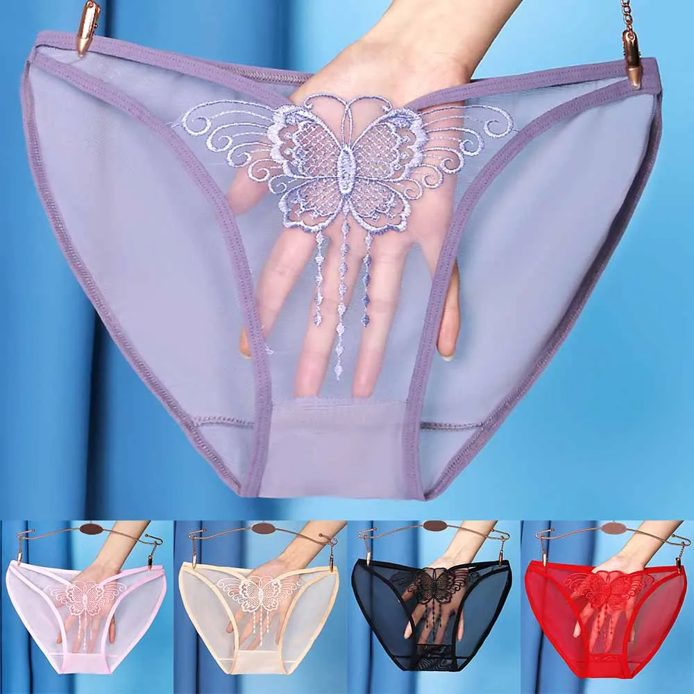 

Women Briefs Underwear Lace Mesh Comfortable See-through Breathable Large Size Hollow Out Low-waist Solid Color Underwear new