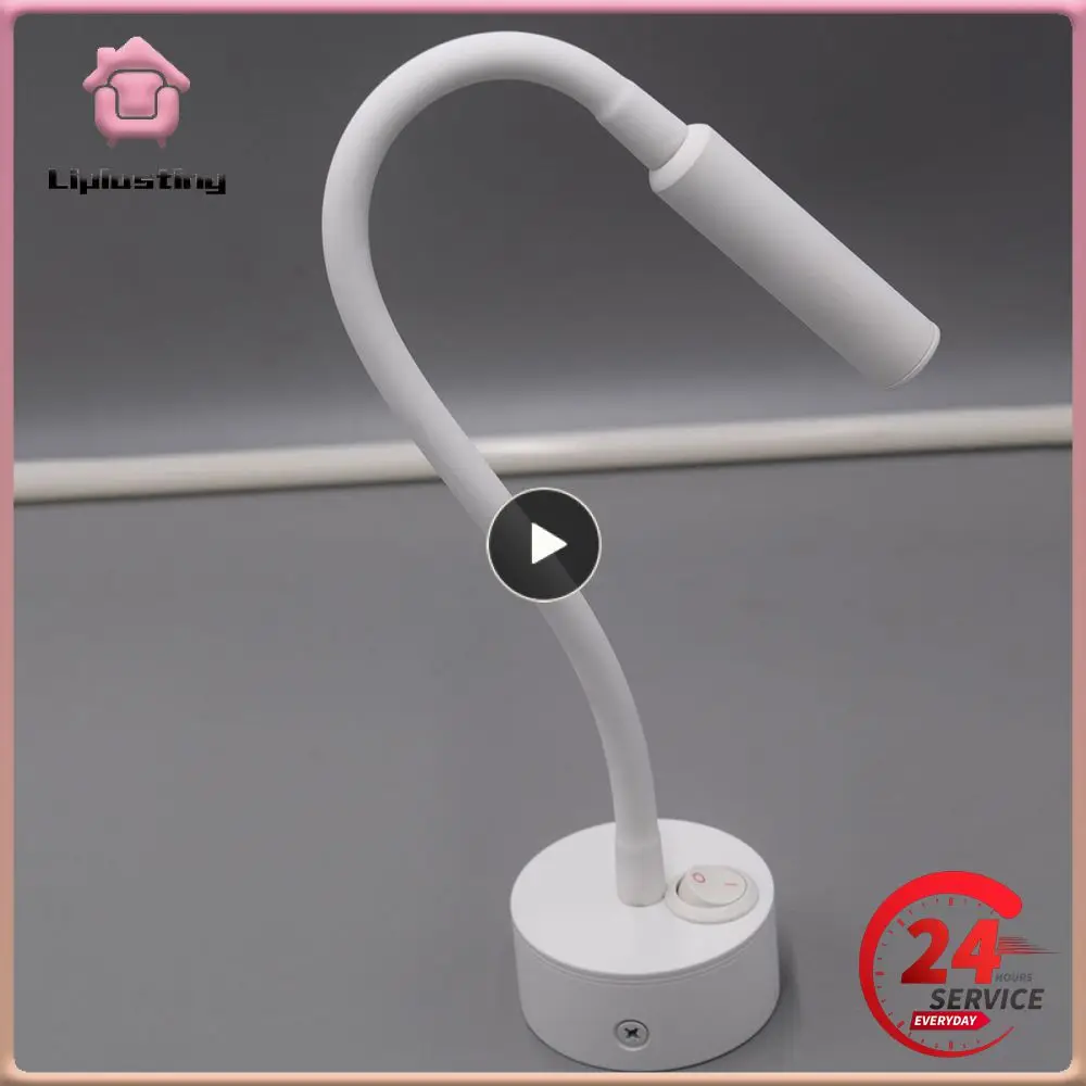 

1PCS Wall Lmap Sconces Clamp light 3W Bedroom Lamp on/off Switch White Silver Black Flexible Gooseneck home bedside reading