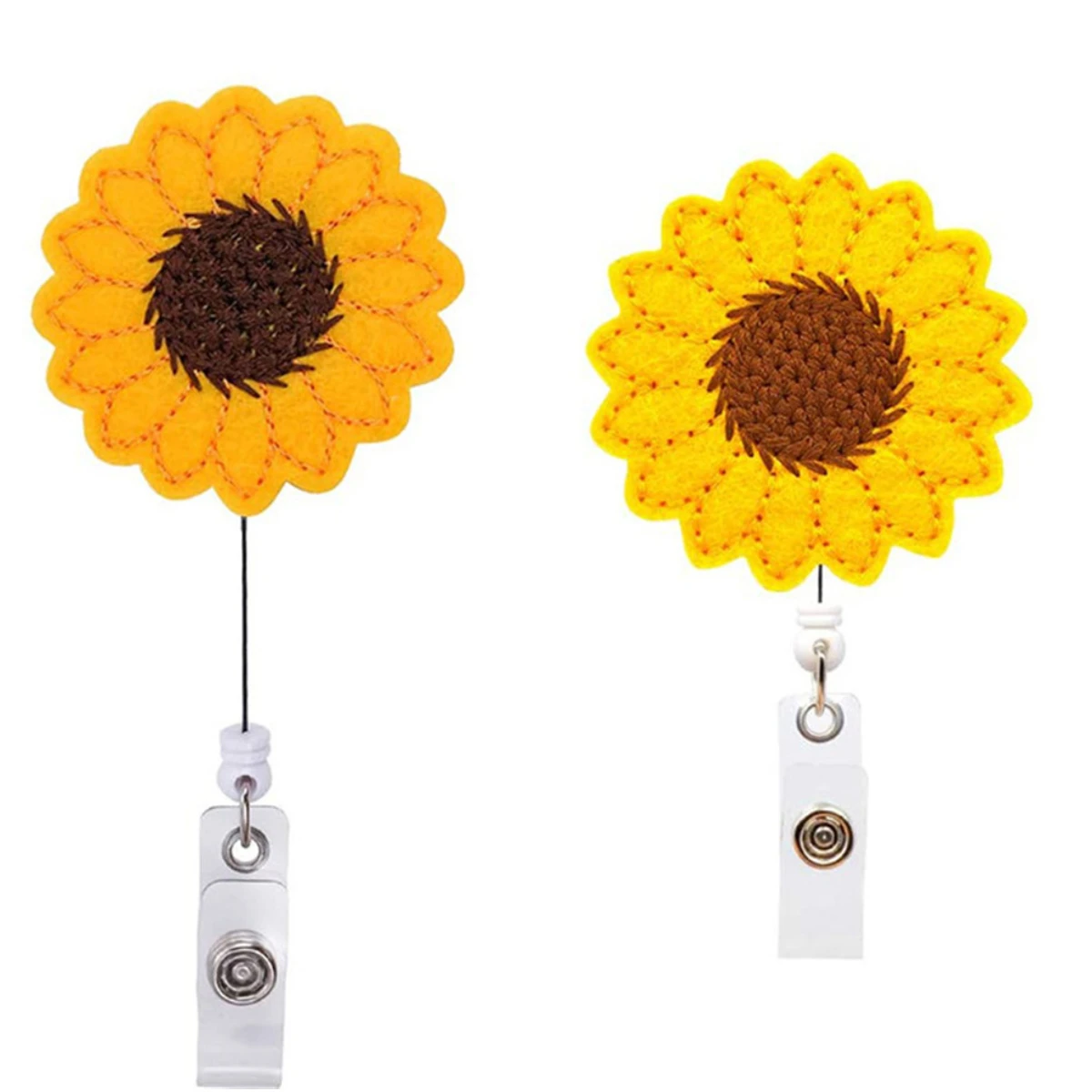 

Sunflower Shape Badge Reel Clip Retractable Nurse Students Doctor ID Card Holder Name Tag Chain Clips Outdoor Key Ring