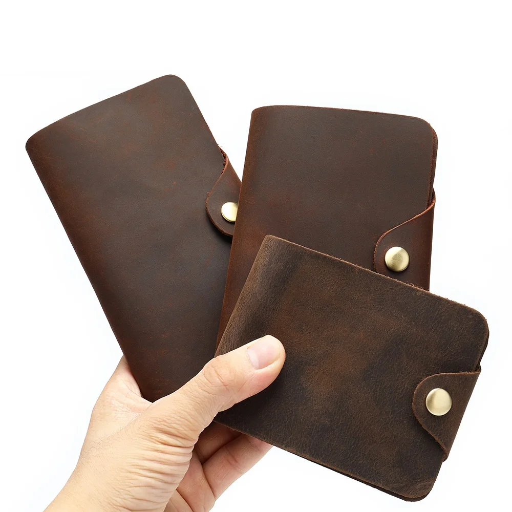 

Men's Wallet Vintage Card Holder Genuine Leather Multi-card Coin Purse Long And Short Wallet Clutch Solid Portefeuille Hommes