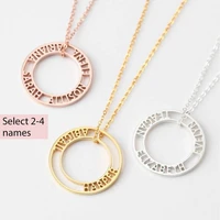 custom necklace for women personalised stainless steel jewelry with 2 4 names hollow out round pendant choker mothers day gifts
