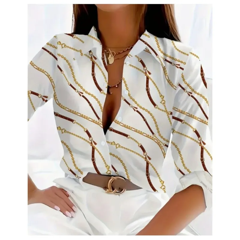 Любовь принт новая женская рубашка с длинными рукавами и лацканами на пуговицах