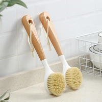 kitchen with long handle non stick oil wash pot and bowl brush can be hung cleaning brush wooden wash pot and bowl brushes