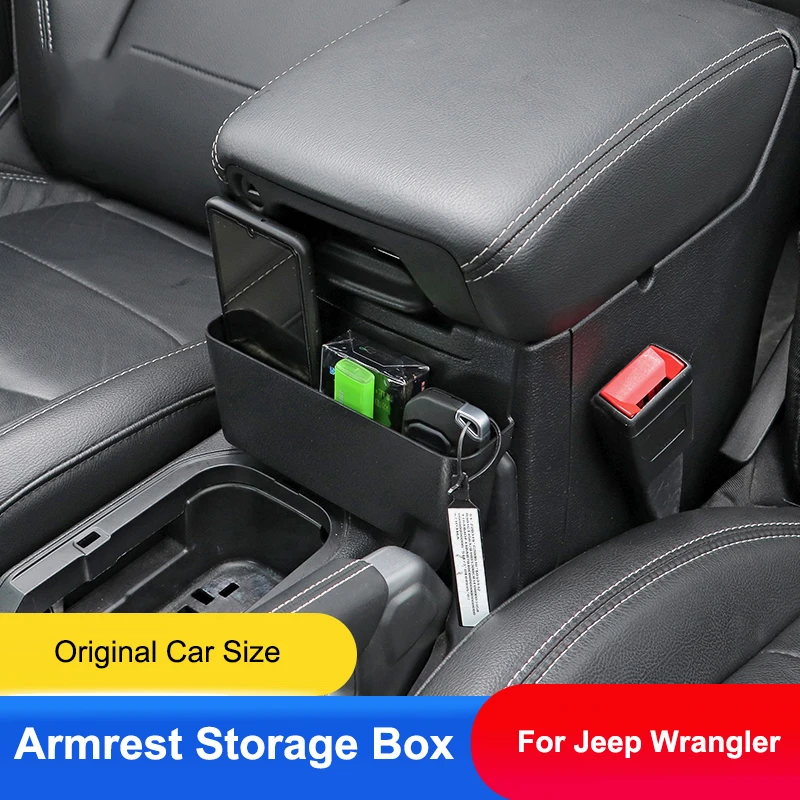 

TAJIAN Car Center Control Armrest Storage Box 1Pc ABS Black Suspended Organizer Case Container For Jeep 2018-2022 Wrangler JL