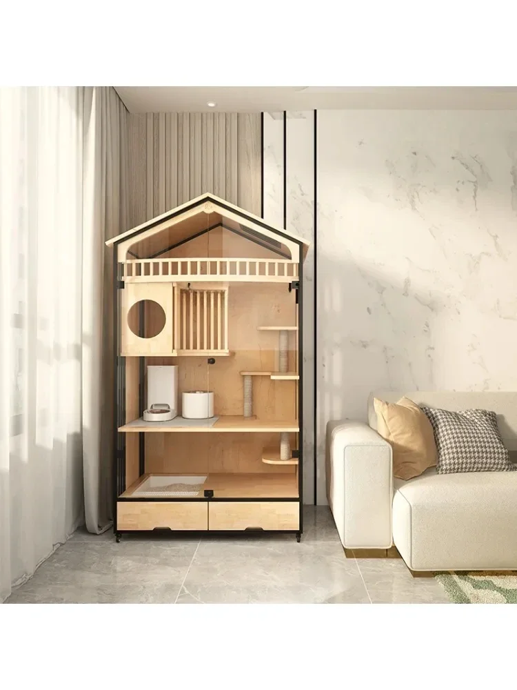 Кошачий домик клетка для кошек вилла резиновая из массива дерева роскошная