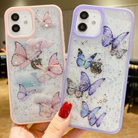 color border soft shiny butterfly case for iphone 11 12 13 mini pro max xs x xr max 6 6s 7 8 plus se2020 2022 clear cover