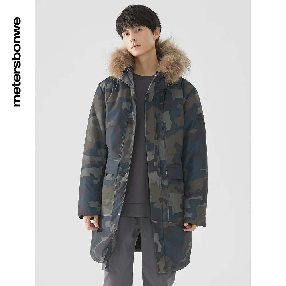 Metersbonwe Hooded Parker Down Jacket Women Thick Winter Coat Female Long 90Down Coat Fashion Outerwear Warm Jacket Raccoon Brim