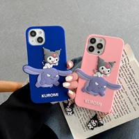 sanrio kuromi cartoon soft silicone phone cases for iphone 13 12 11 pro max xr xs max 8 x 7 se 2020 lady girl anti drop cover