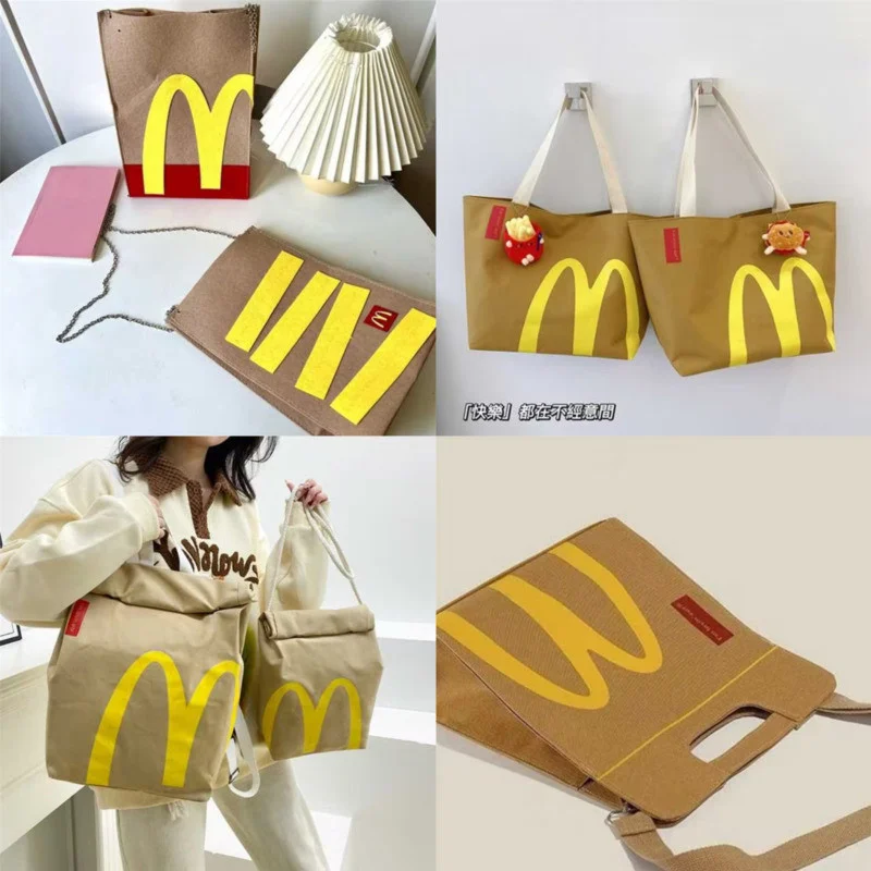 

Cartoon French Fries Packaging Bag Student Schoolbag Canvas Backpack Large Capacity School Bag Funny Cute Messenger Bag HandBags