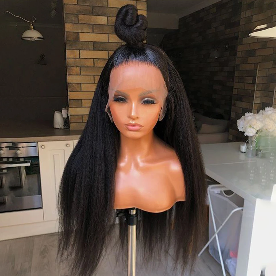 

Женский длинный парик Yaki с глубокой кружевной передней частью, 26 дюймов