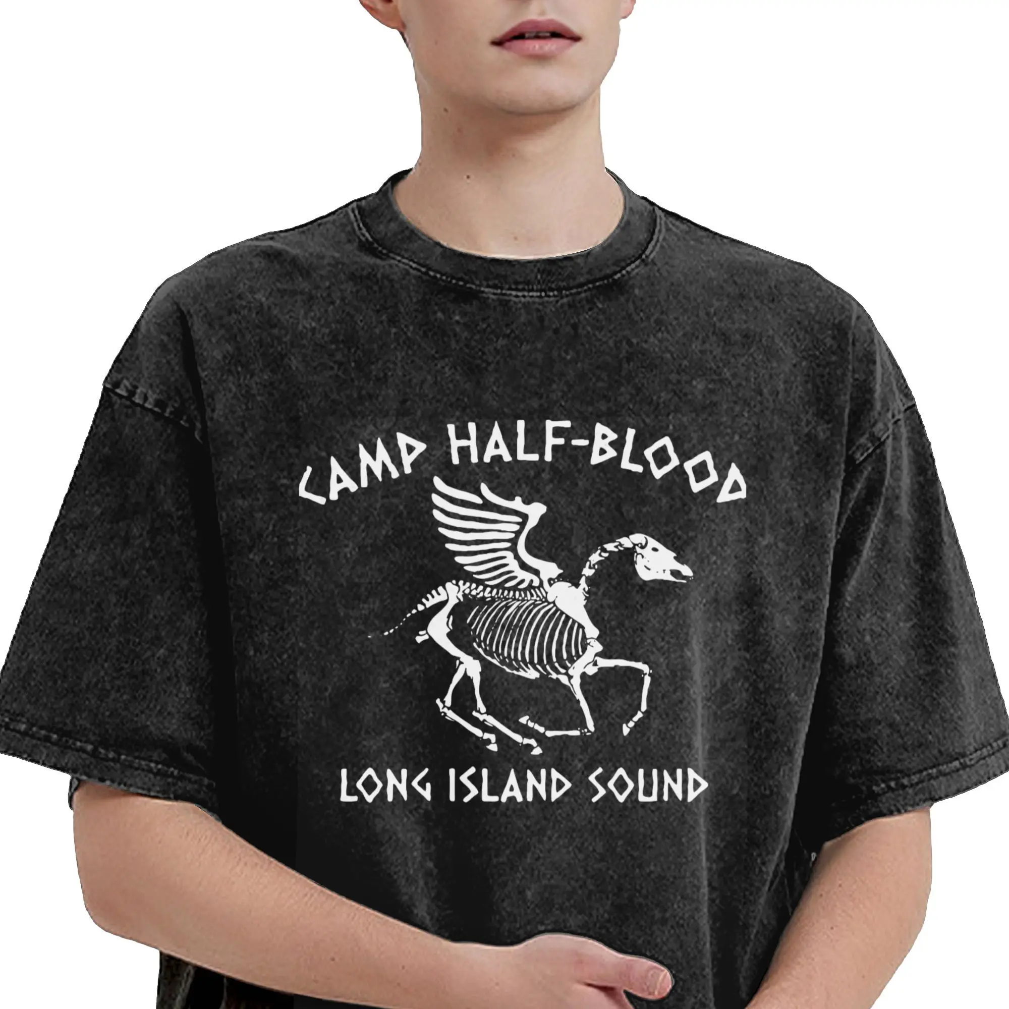 Досуг Camp Half-Blood Nico DiAngelo винтажные потертые футболки мужская одежда с круглым