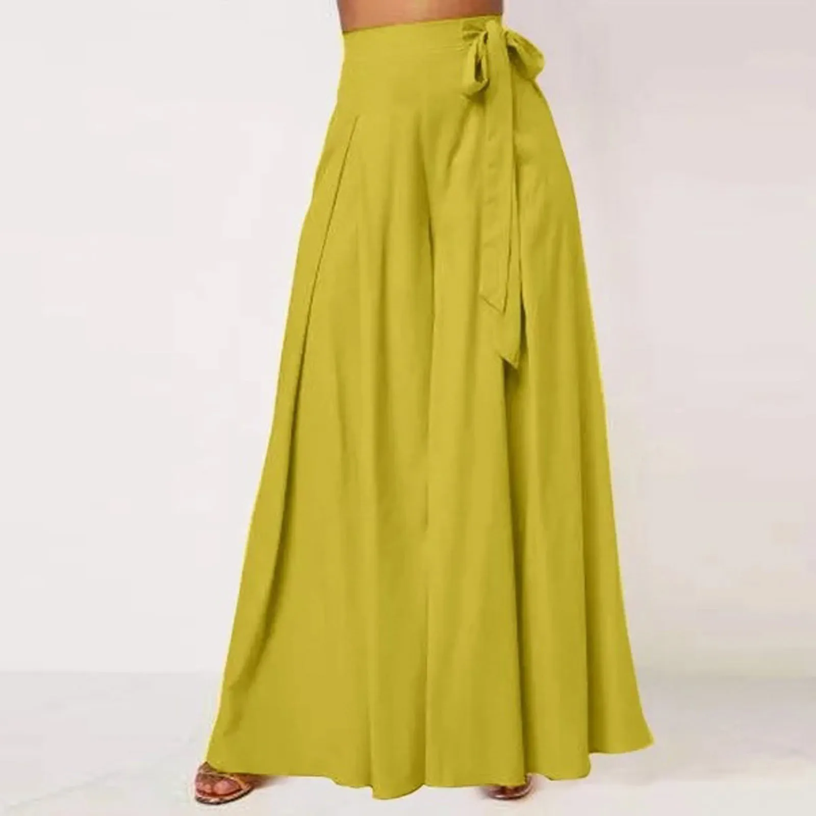 

2023 Autumn Solid Flare Trousers Summer Elegant Wide Leg Pants Women Casual High Waist Pleated Long Pantalon Pants Streetwear