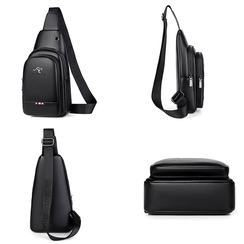 Men’s Chest Pack Crossbody Bag Luxury Design Durable PU Leather Vintage Leisure Man Handbag Shoulder Bags