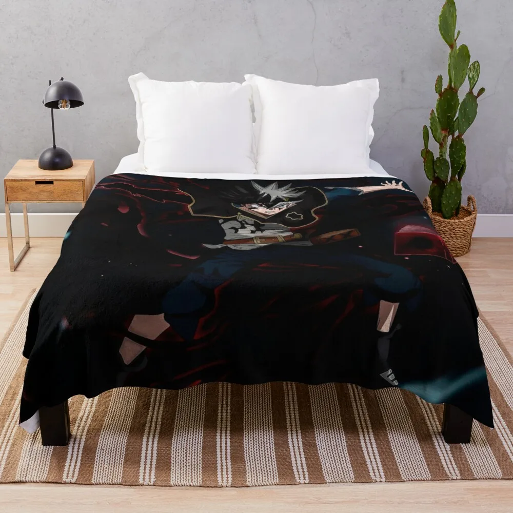 

Travel Light Fabric Black Clover Asta Demon Asian Bedding Throw Blankets
