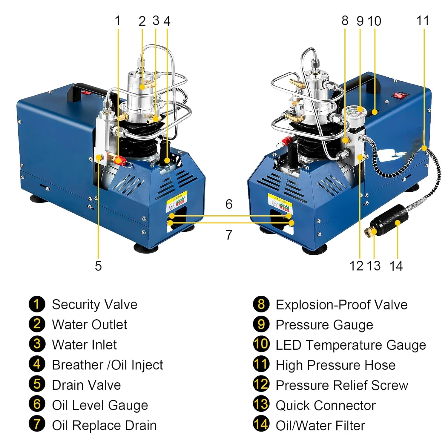 Компрессор пневматической винтовки высокого давления 4500PSI/30MPA/300BAR 1800W 110V ручная