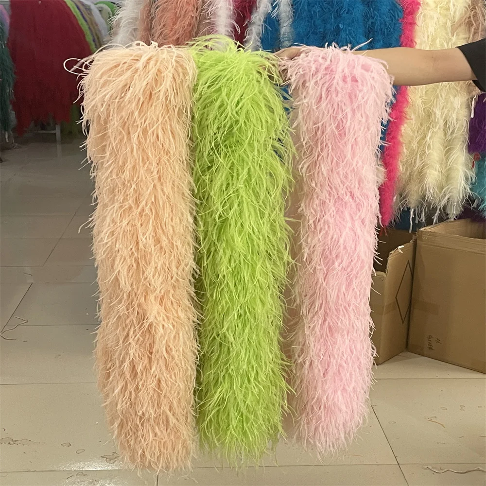 

2Meter Fluffy Natural Ostrich Feathers Boa Customized New Style 6/30Ply Wedding Dance Party Decor Dress Sewing Shawl Accessories