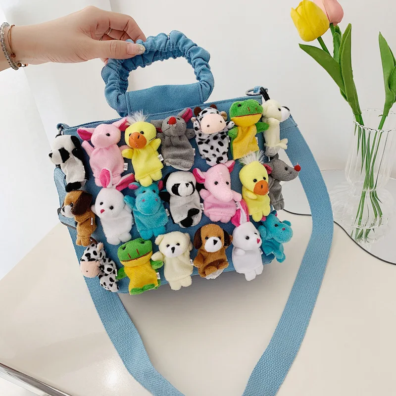 

Kawaii Dolls Hanging Denim Handbag Cartoon Animal Astronaut Toys Dolls Crossbody Bags Female Cute Dolls Design Shoulder Bags