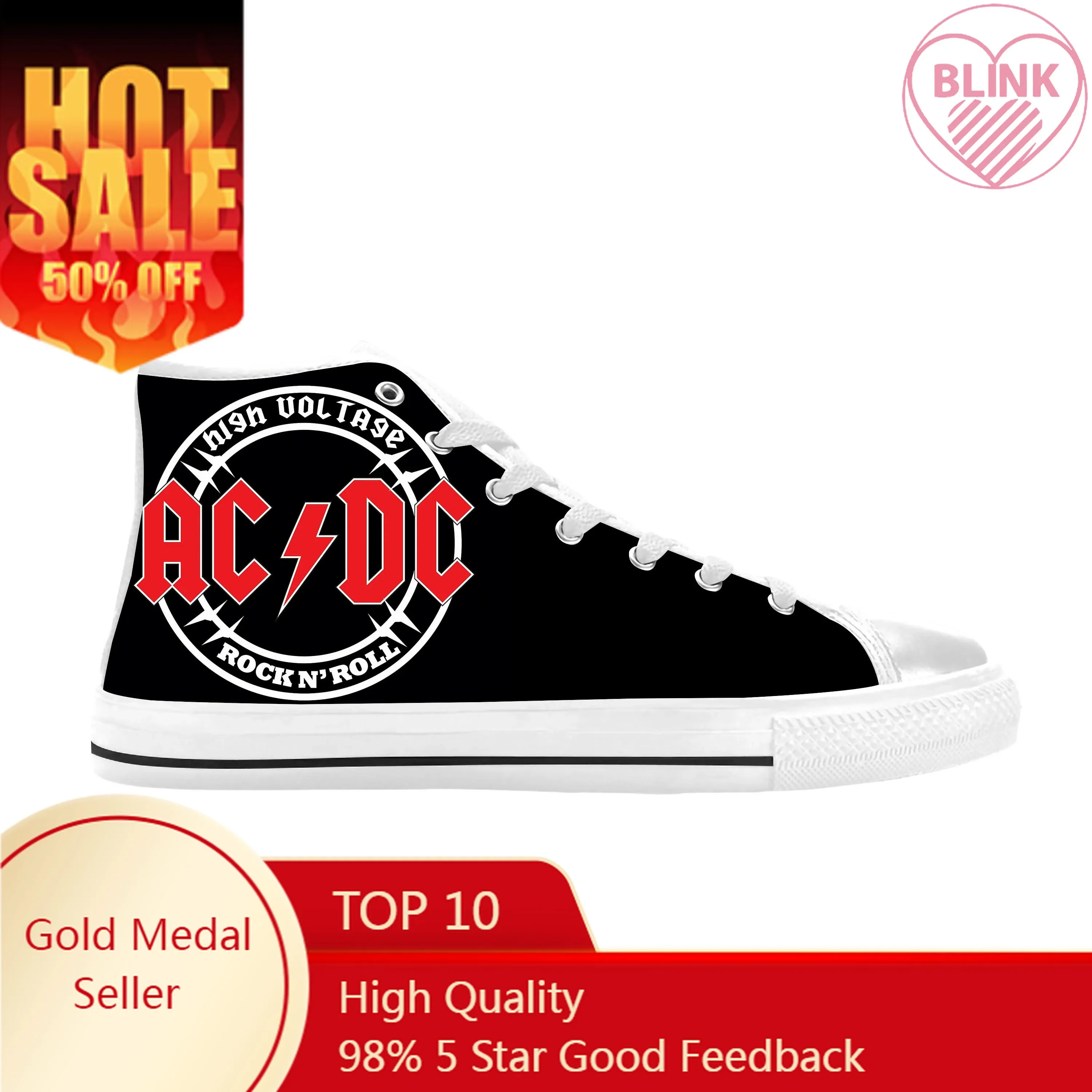 

Hot Dcs Hard Blues Heavy Metal Rock Band Ac Acdcs Casual Cloth Shoes High Top Comfortable Breathable 3D Print Men Women Sneakers