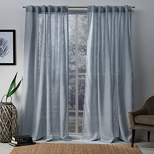 

Curtains Bella Sheer Hidden Tab Top Curtain Panel Pair, 54x108, Melrose Blue