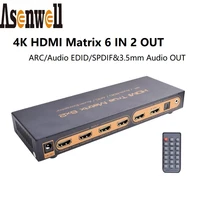 4k hdmi switch splitter arc edid setting spdif digital 5 1 audio extractor spdif 3 5mm audio out pip hdmi matrix 6 in 2 for ps4