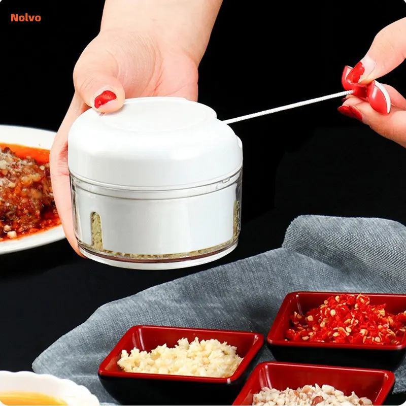 Portable Mini Multifunctional Garlic Masher Vegetable Meat Mincing And Puree Slicer Manual Pull Food Chopper Food Processors