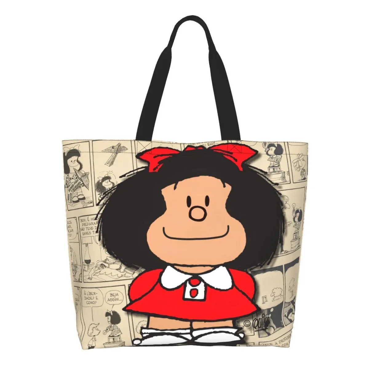 

Mafalda манга покупки продуктов Ba Kawaii печатная холщовая сумка-шоппер сумка через плечо большая емкость прочная сумка Quino