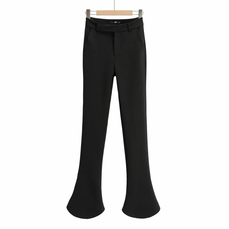 

2021 Black Blazer Suit Pants Solid Colors High Waist Flare Pants Women Simple All Match Office Casual Commute Tailored Trousers