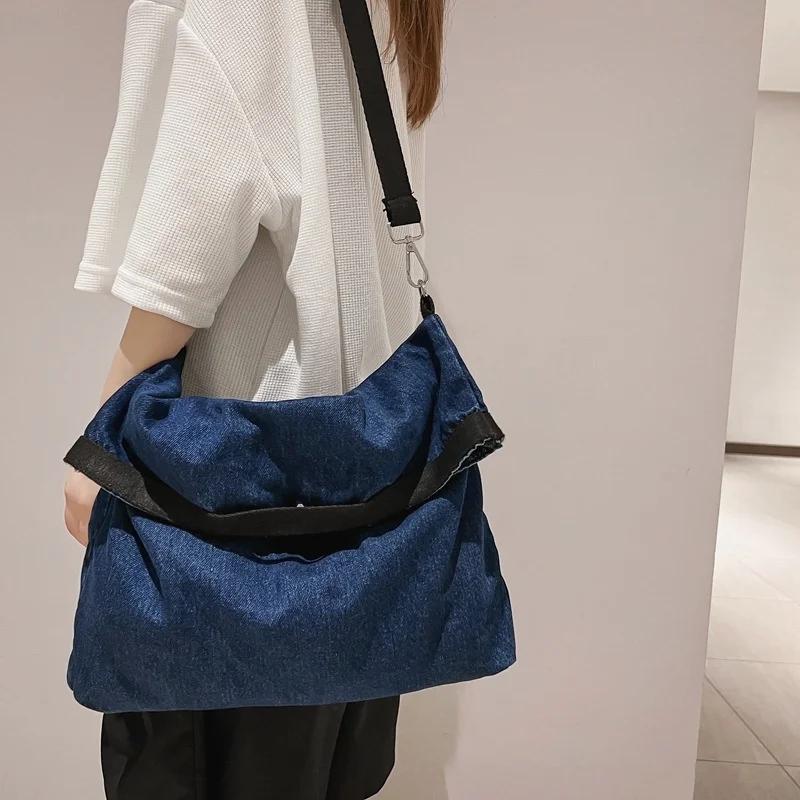 

Повседневная вместительная холщовая женская сумка-тоут 2023, простая джинсовая женская сумка-Кроссбоди в стиле Харадзюку, сумочка в стиле ретро