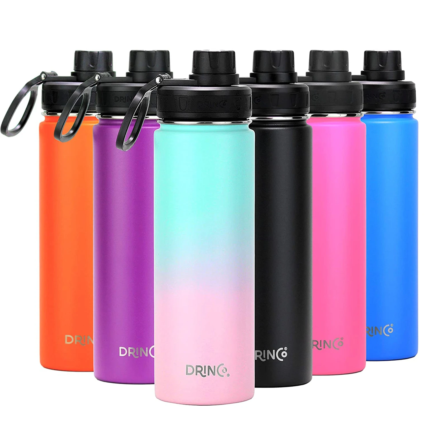 

Бутылка для воды из нержавеющей стали с двойными стенками, вакуумная Изолированная с широким носиком, крышки | Идеально подходит для путеше...